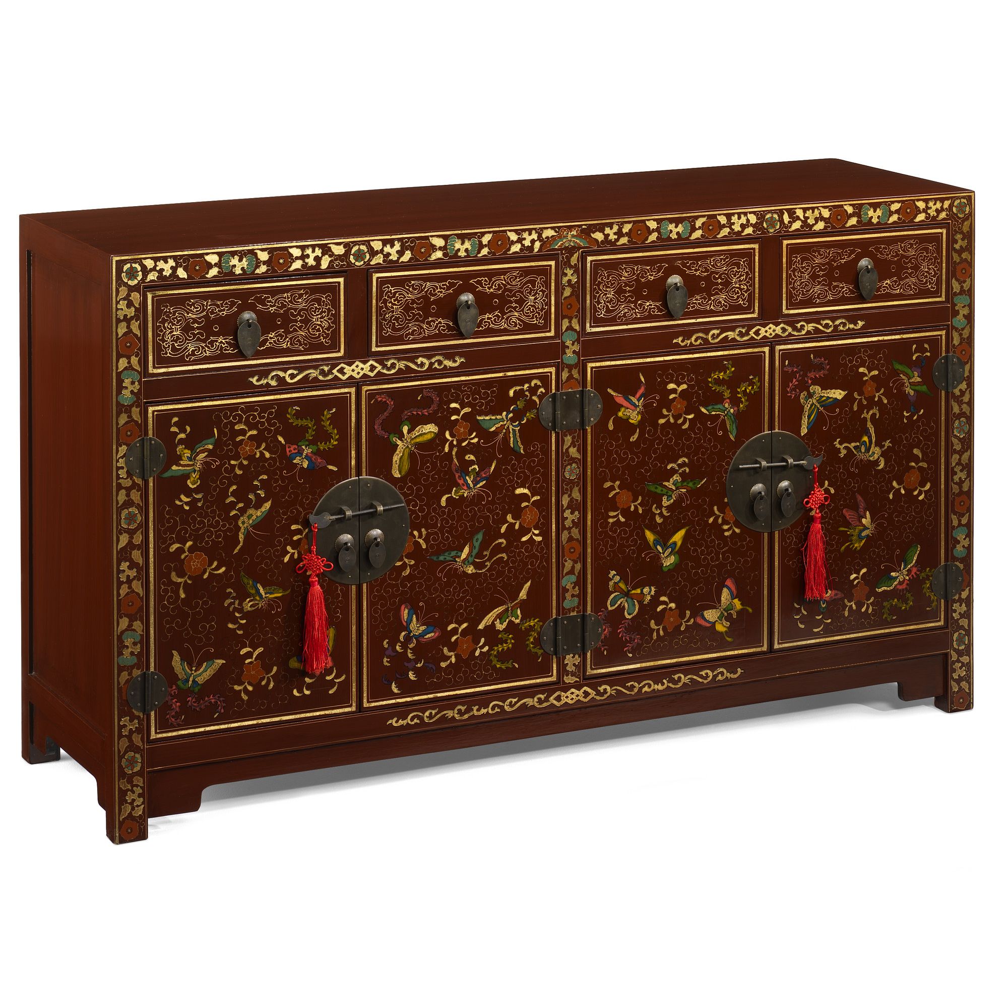 Shimu Chinese Classical Shanxi Butterfly Sideboard - Red Lacquer at Tesco Direct