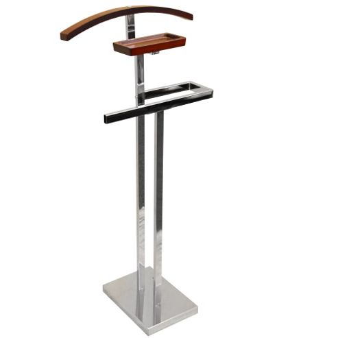 Image of Tromso - Metal Clothes Valet / Suit Hanger - Silver / Walnut