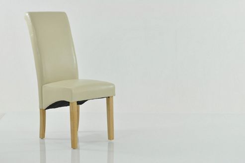 Image of Chelsea Faux Leather Scroll Top Dining Chair
