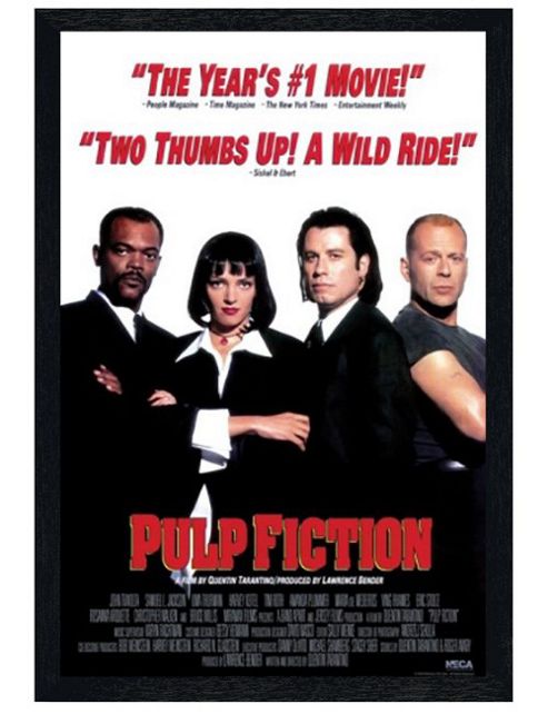 Image of Pulp Fiction Quentin Tarantino Black Wooden Framed Cinema One Sheet Poster