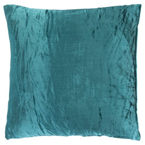 Image of Crushed Velvet Cushion, Teal
