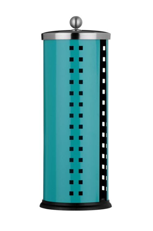 Image of Premier Housewares Toilet Roll Holder With Lid - Turquoise