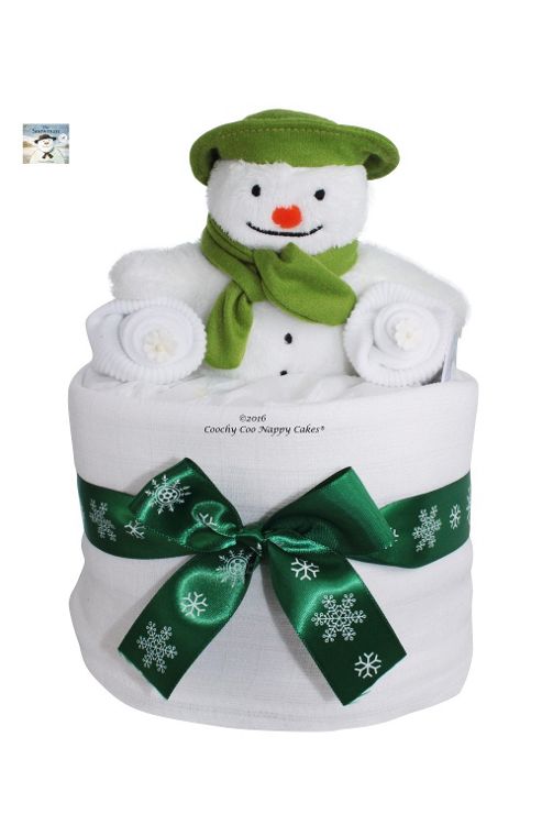 Image of Mini Christmas Snowman Nappy Cake Baby Gift
