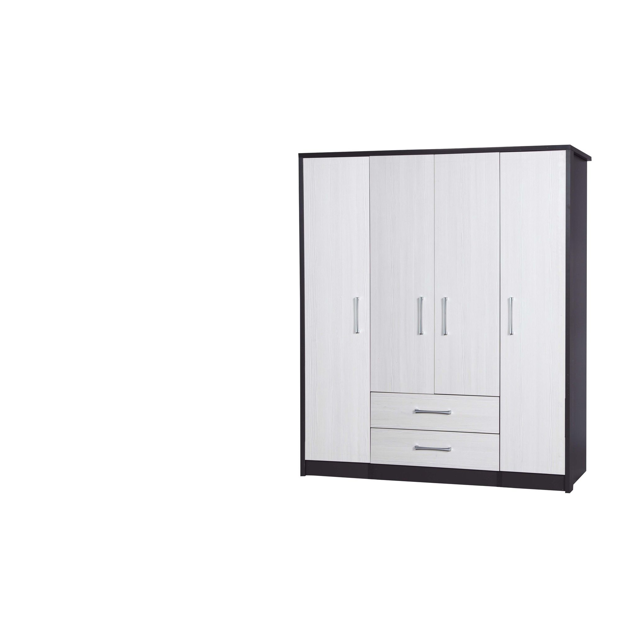 Alto Furniture Avola 4 Door Combi and Singles Wardrobe - Grey Carcass With White Avola at Tesco Direct