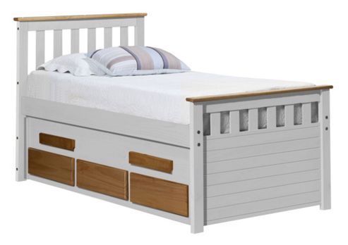 Image of Captains Bergamo Guest Bed 3ft Whitewash With Antique Details