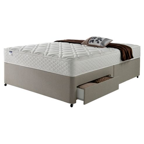 Image of Silentnight Miracoil Luxury Micro Quilt 2 Drawer divan Mink No Headboard - King (5ft)