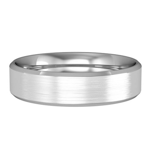 9ct White Gold - 5mm Flat-Court Band Satin Polished Bevelled Edges ...