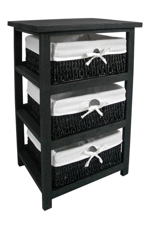 Image of Premier Housewares Storage Unit With Three Maize Baskets - Black