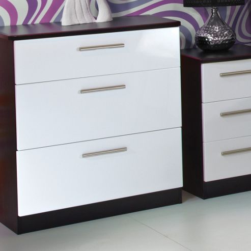 Image of Welcome Furniture Knightsbridge 3 Drawer Deep Chest - Cream - Aubergine