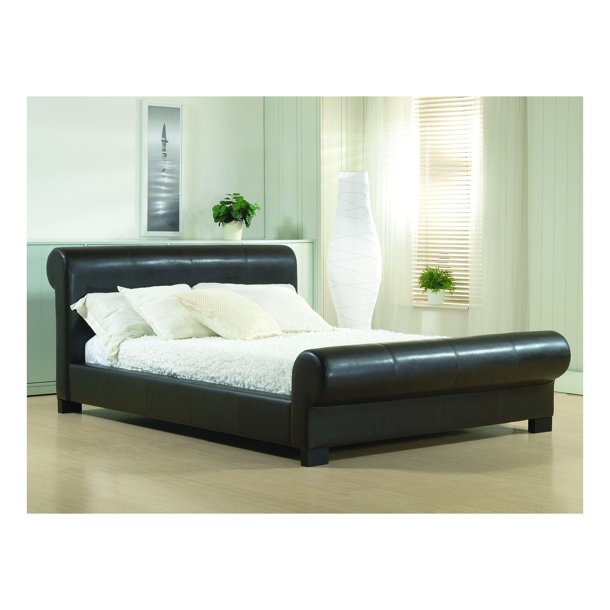 Altruna Valencia Faux Leather Bed Frame - Double - Brown at Tesco Direct