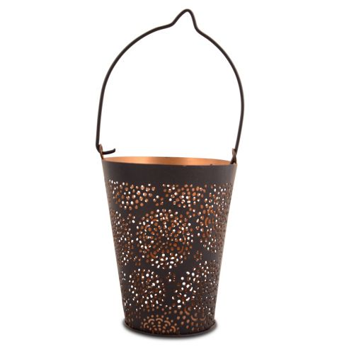 Image of Hanging Black Metal Christmas Tealight Holder With Dotted Design