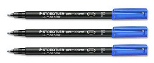 Image of Staedtler 318 Lumocolor Pen Permanent Fine 0.6mm Blue Ref 318-3 [pack 10]