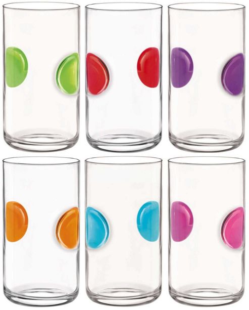 Image of Bormioli Rocco Giove Water Tumbler Glasses - Set Of 6 - Multi Coloured - 490ml