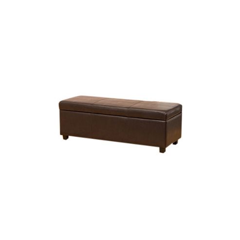 Image of Global Furniture Direct Bench Ottoman With Storage - Brown Faux Leather