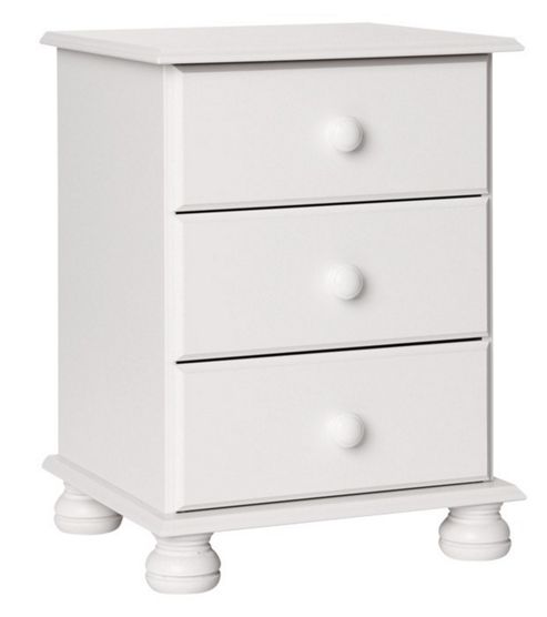 Image of Valufurniture Copenhagen White 3 Drawer Bedside Table