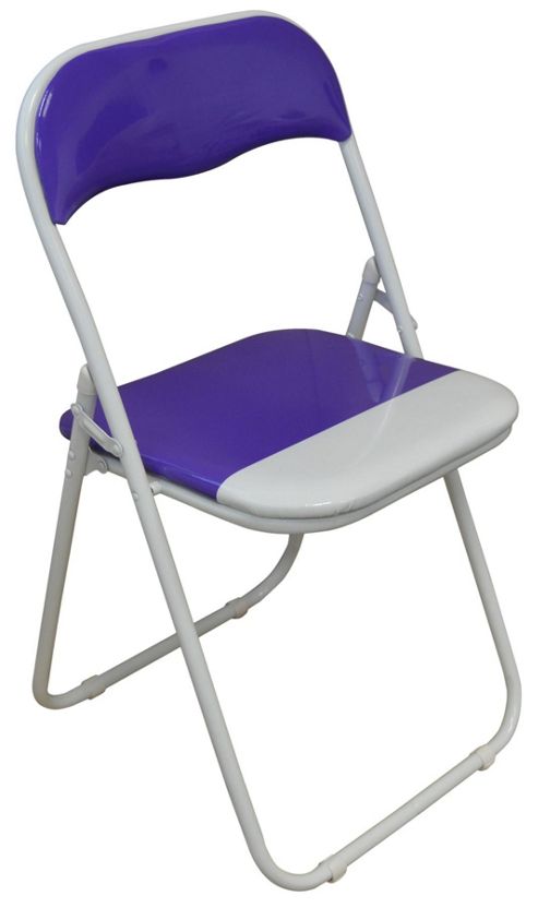Image of Purple And White Padded Folding Chair - Great For, Office, Desk, Poker, Spare