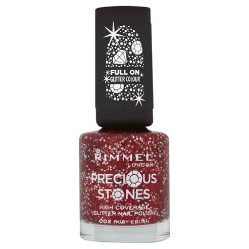 Image of Rimmel London Precious Stones High Coverage Glitter Nail Polish 002 Ruby Crush 8ml