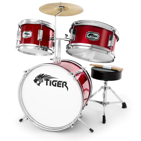 Image of Tiger Jds7-rd 3 Piece Junior Drum Kit - Red