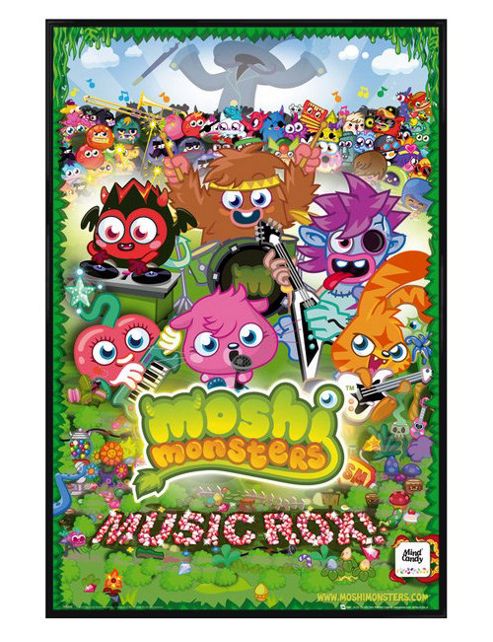 Image of Moshi Monsters Gloss Black Framed Music Rox! Poster