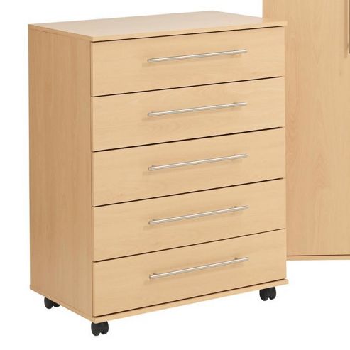 Image of Ideal Furniture Bobby 5 Drawer Chest - Beech