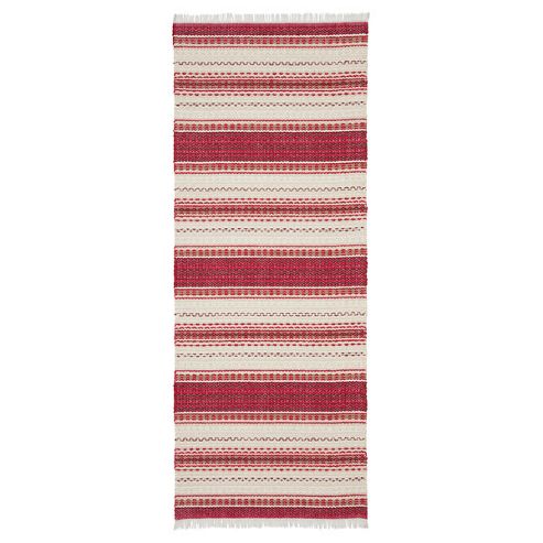 Image of Swedy Malva Red / White Rug - Runner 60 Cm X 200 Cm (2 Ft X 6 Ft 7 In)