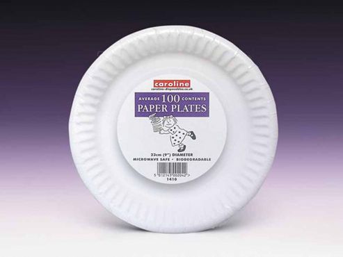 Image of Caroline T1410 Paper Plates White 9in X100