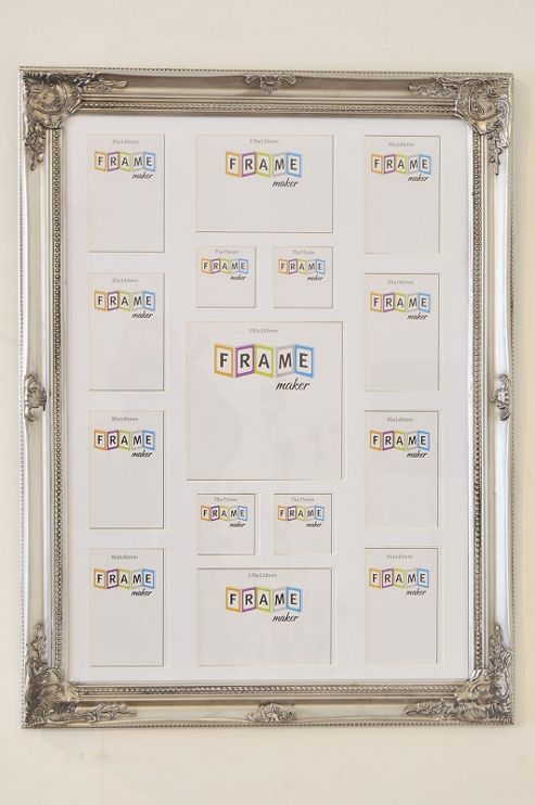 Image of 82x61cm Silver Large Antique Style Multi Picture Framed Wall Mounted Collage New