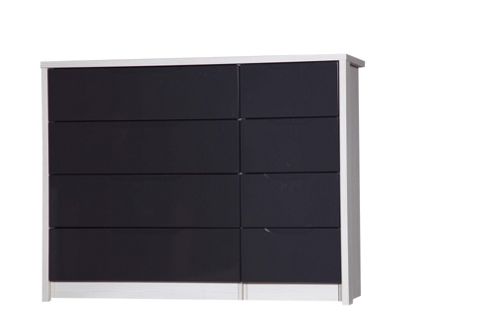 Image of Alto Furniture Avola 8 Drawer Double Chest - White Avola Carcass With Grey Gloss