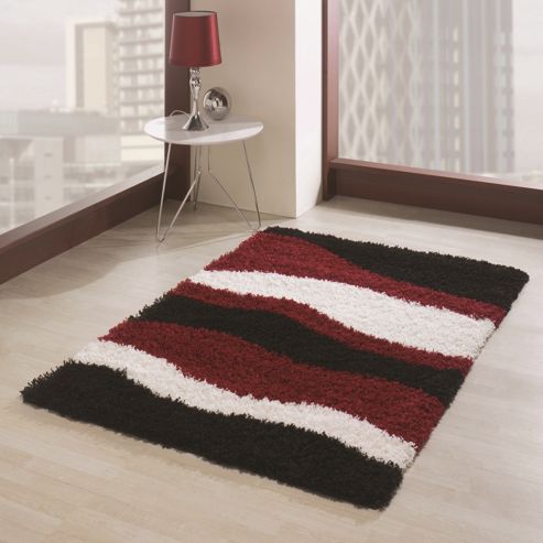 Image of Nordic Sombre Red/black 160x230 Cm Shaggy Rug