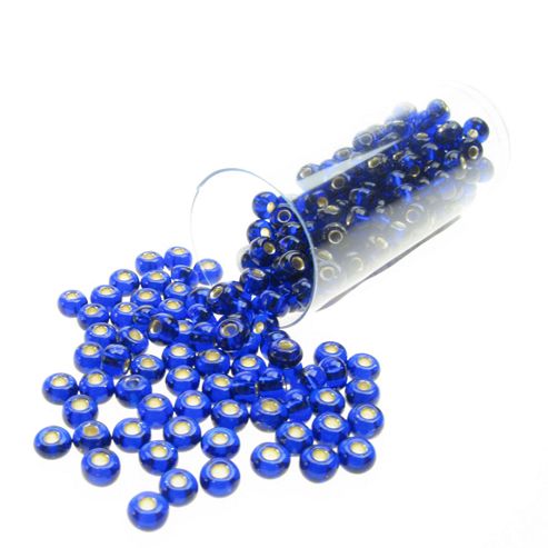 Image of Rocaille Beads Royal Blue With Silver Lining 20 Gram