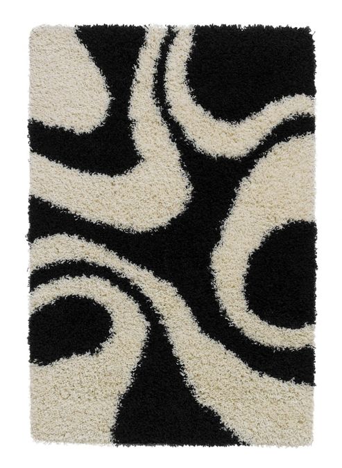 Image of Oriental Carpets & Rugs Vista Black/white Rug - 150cm L X 80cm W