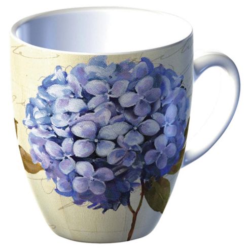Image of Tesco Single Porcelain Classic Flower Mug, Blue