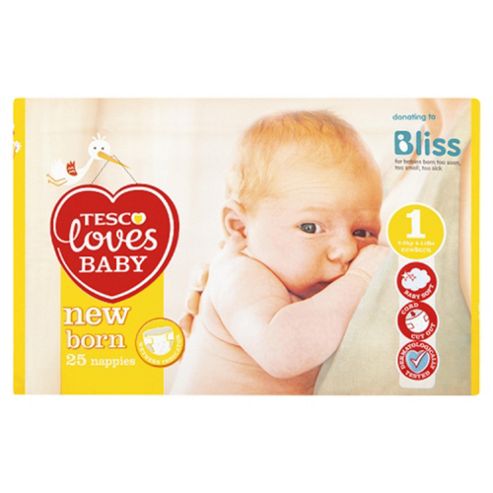Image of Tesco Loves Baby Ultra Soft New Born 25 Pack