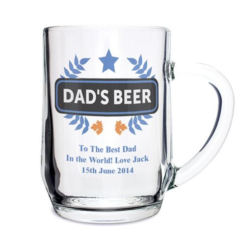 Image of Personalised Blue Wheat Pint Glass Beer Tankard