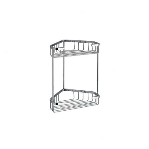 Image of Gedy Double Corner Basket In Chrome - 27cm