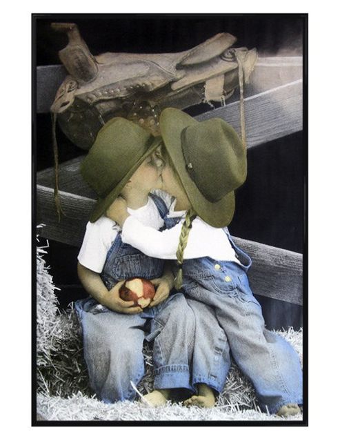 Image of Karen Dvorak Gloss Black Framed Young Cowboy Love Poster