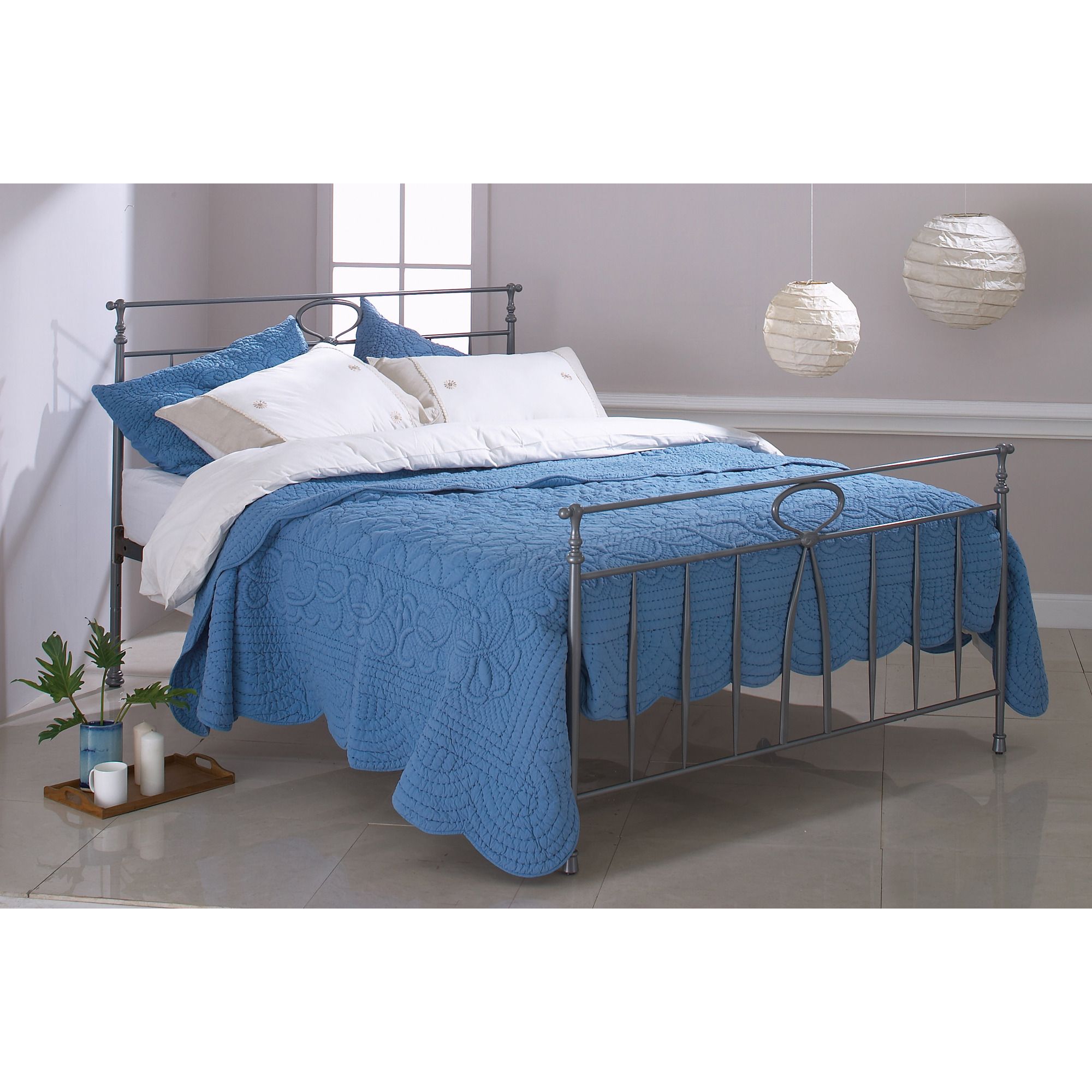 OBC Rora Bed Frame - Double - Glossy Charcoal at Tesco Direct