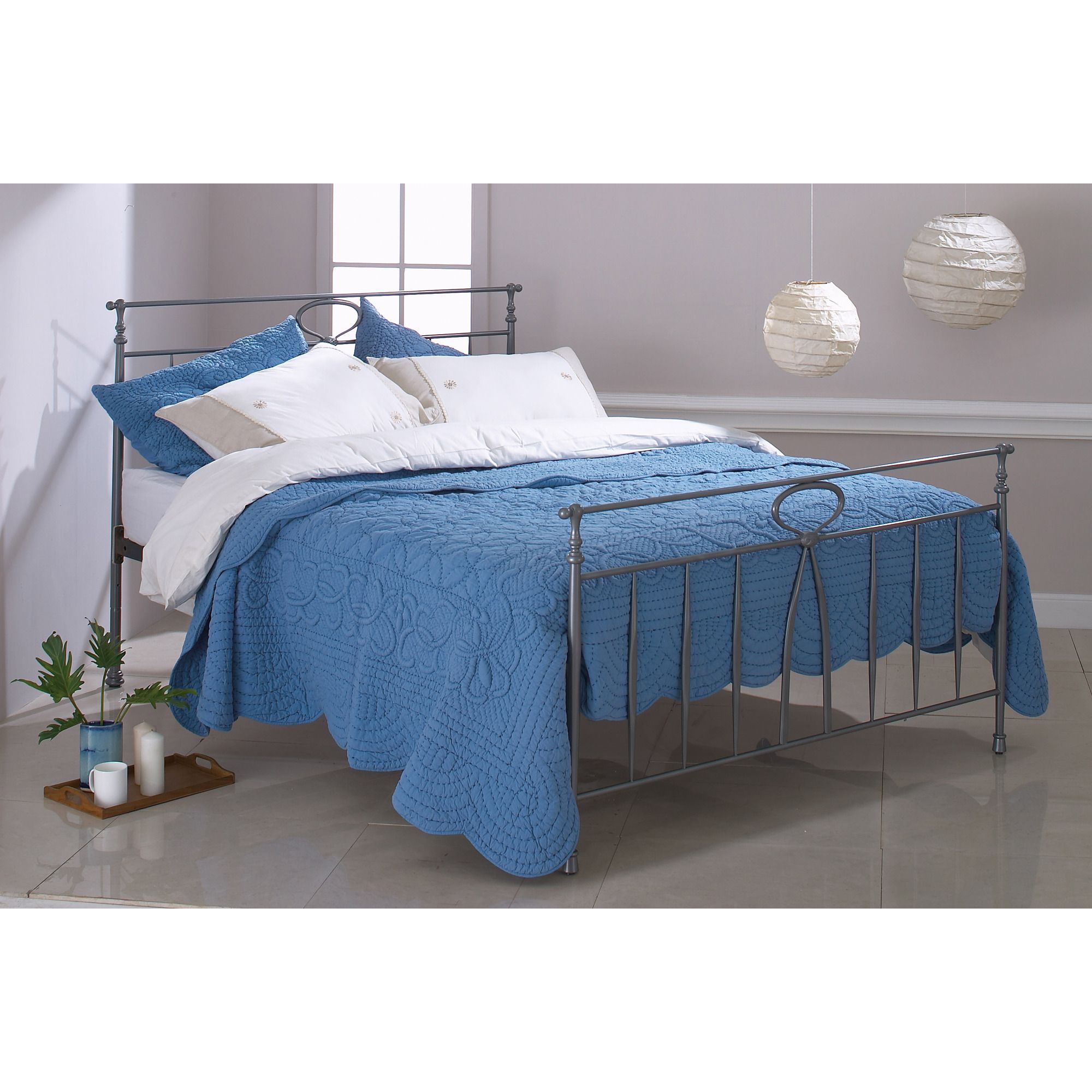 OBC Rora Bed Frame - Double - Glossy Charcoal at Tescos Direct