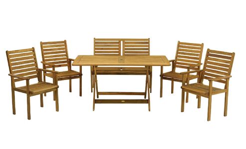 Image of Napoli Bench Dining Set - Napoli 150 X 90cm Table With 1 Napoli Bench & 4 Napoli Armchairs