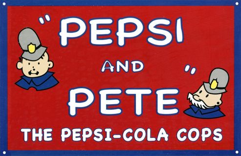 Image of Pepsi-cola The Pepsi Cola Cops Pepsi & Pete Tin Sign