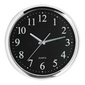 Premier Housewares Circle Chrome Effect Wall Clock - Black Face