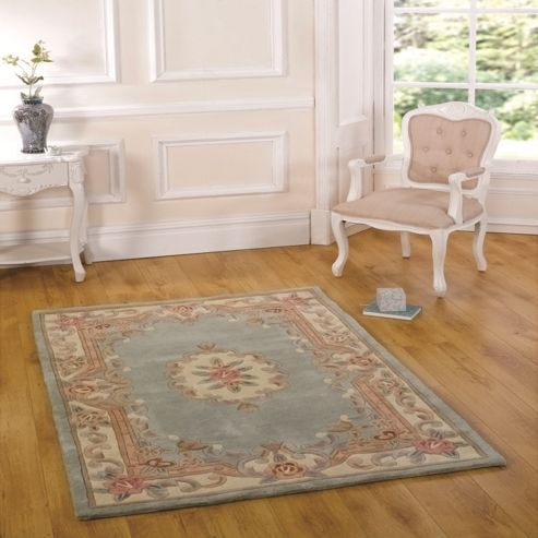 Image of Lotus Premium Aubusson Green 67x127 Wool Rug