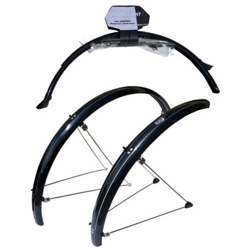 Image of Stronglight 700c Cross 42mm Wide Section Guards. S-version With Fixed Bridges - Stainless Steel Safe Clip - Black