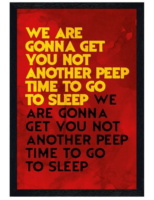 Image of Black Wooden Framed Film Quotes Not Another Peep Time To Go To Sleep Poster