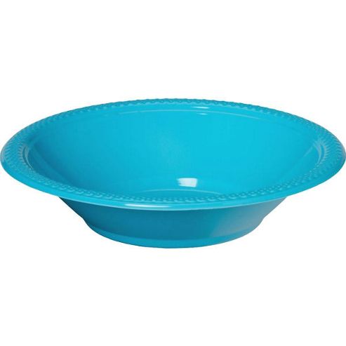 Image of Caribbean Turquoise Plastic Bowls - 335ml Plastic, Pack Of 20