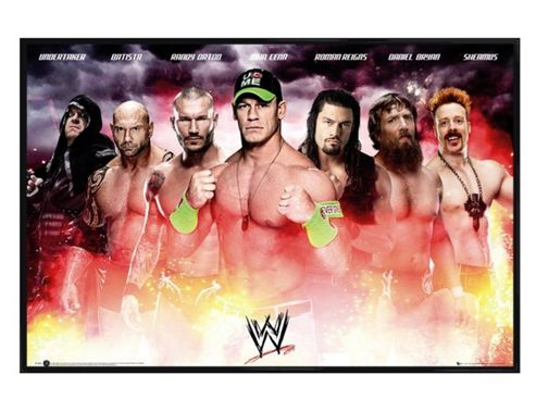 Image of Gloss Black Framed Wwe Superstars Collage 2014 Poster