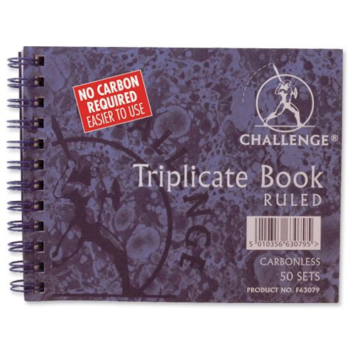 Image of Challenge Triplicate Book Carbonless Wirebound Ruled 105x130mm Ref 100080472 [pack 5]