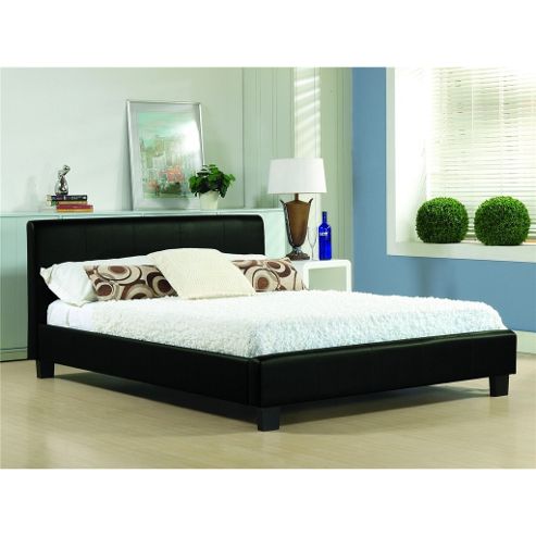 Image of Black Low End Faux Leather Bed Frame - Single 3ft