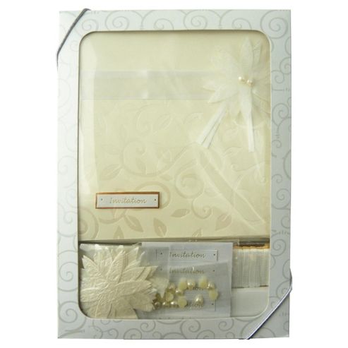 Image of White Flower Swirl Invitation
