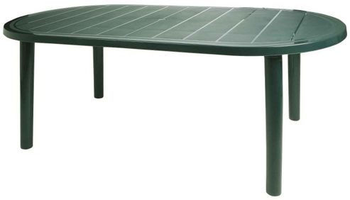 Image of Resol Brava Outdoor Oval Garden Table - Green Plastic - 180 X 90cm